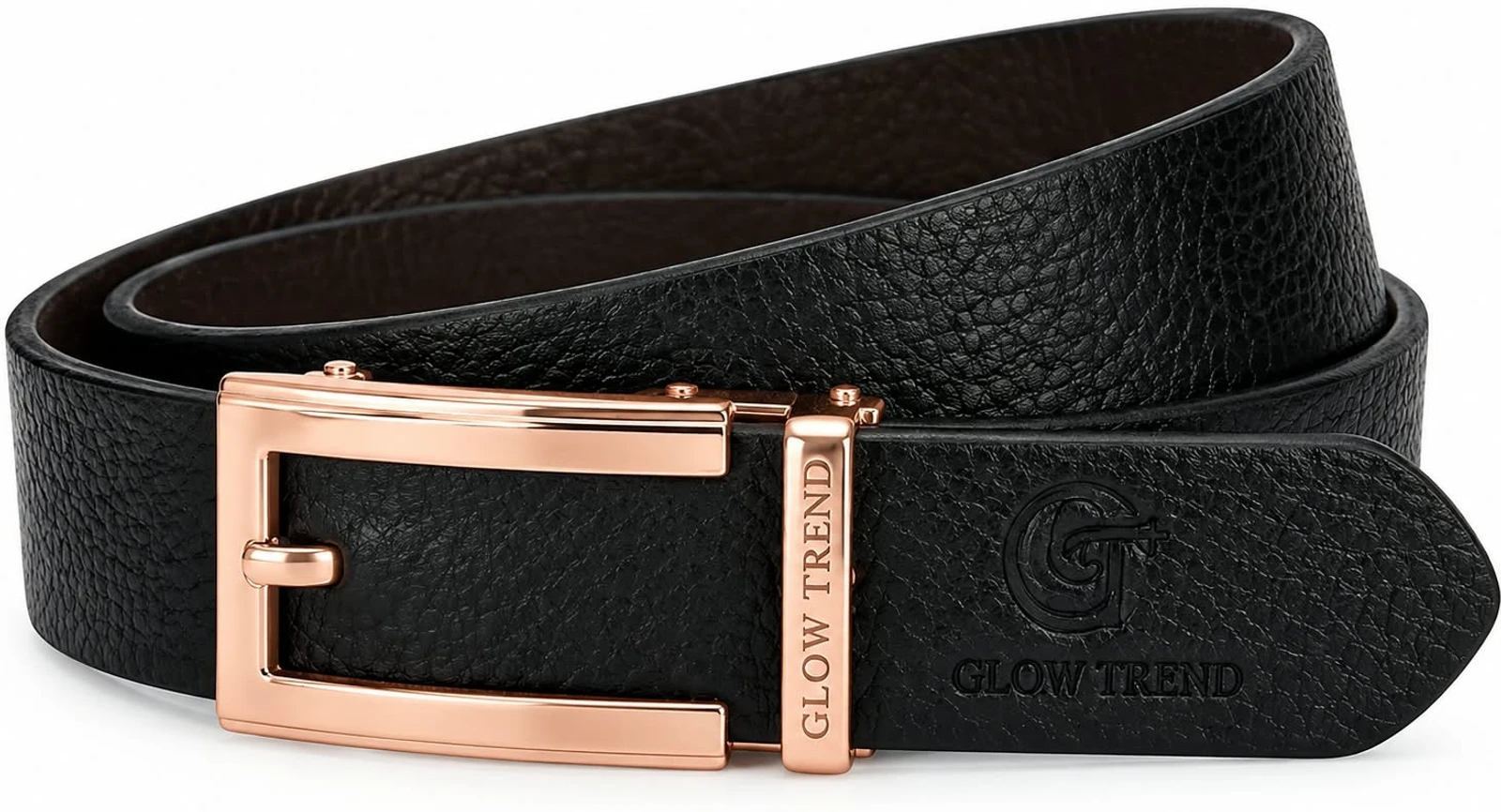 GLOW TREND ENTERPRISES Men Formal, Casual, Party, Evening Black, Gold Genuine Leather Belt