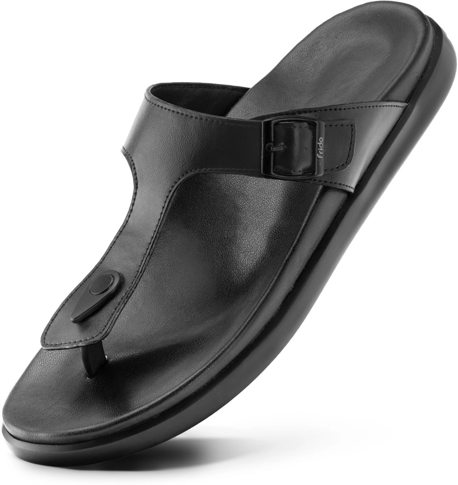 Frido Men Cloud Comfort Diabetic Ortho Arch Support for Pain Relief Anti-Skid Sole Cushion Sandal (Black , 7 UK)