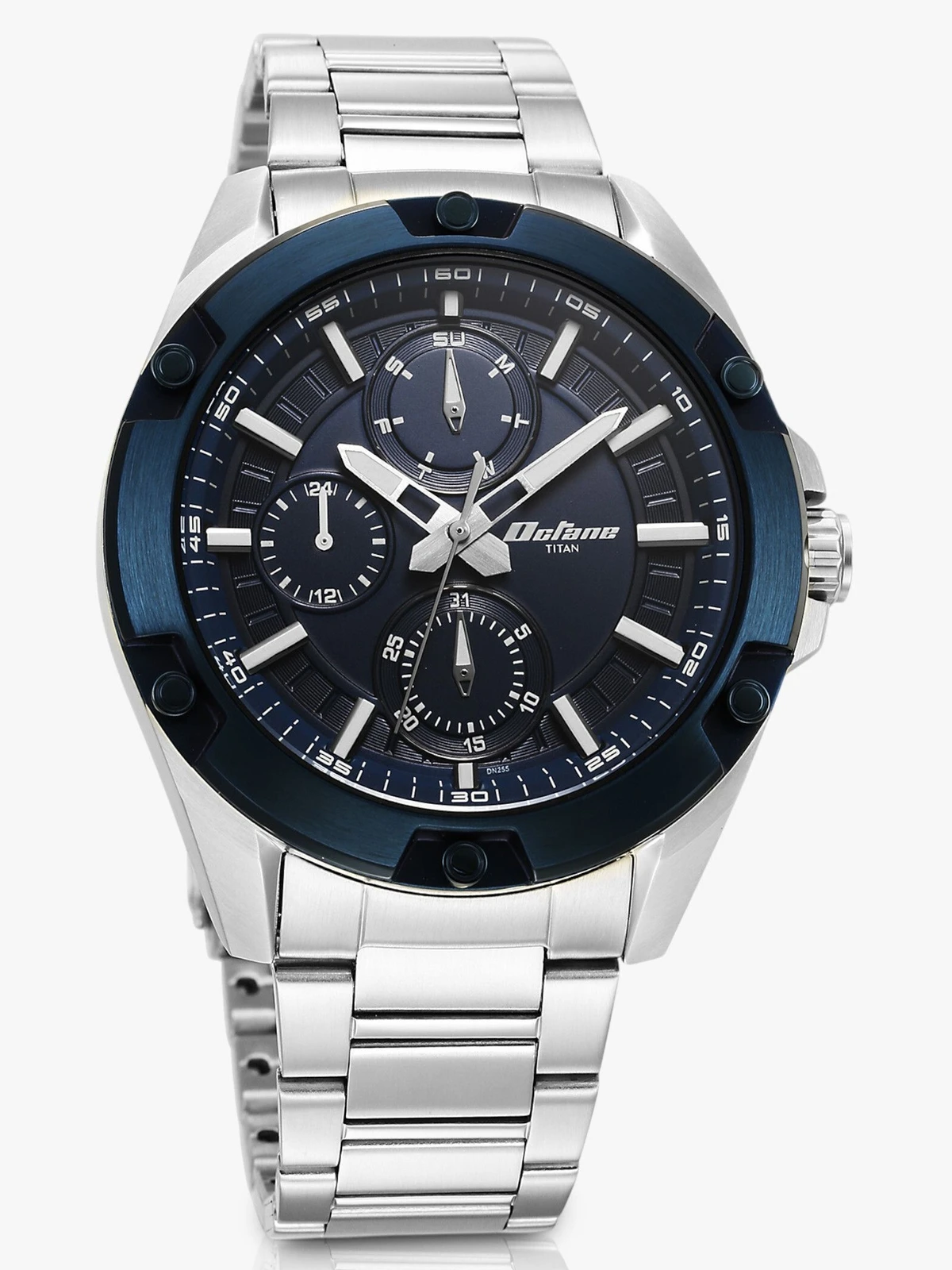 Titan Octane Multifunction Blue Dial Silver Stainless Steel Strap Analog Watch  - For Men NT90143KM02,SP80017QL01,90143KM02,NU90143KM02