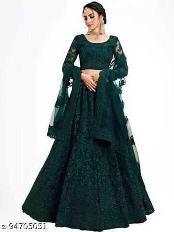 new trending fancy Embroidered, Self Design, Solid, Embellished Semi Stitched Lehenga Choli
