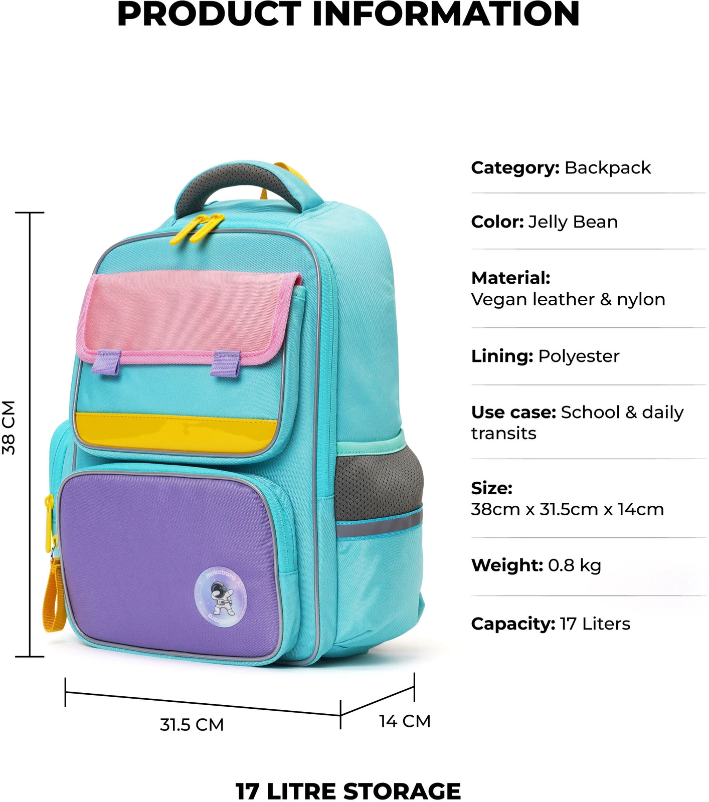 Mokobara Small 17 L Backpack The Cheddar Backpack (Blue, Pink)
