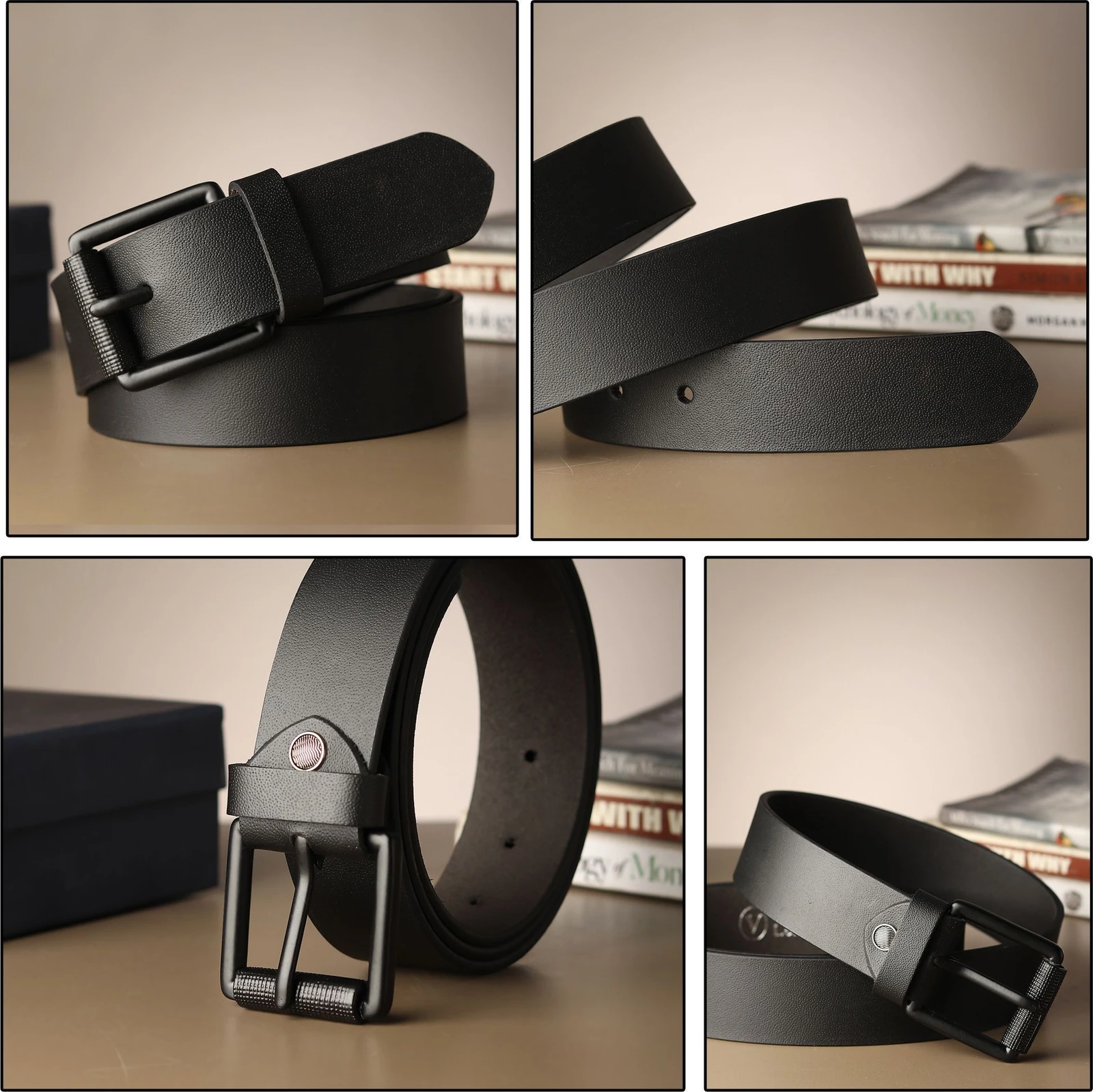 ROVERSOLE Men Casual, Evening, Formal, Party Black Genuine Leather Belt