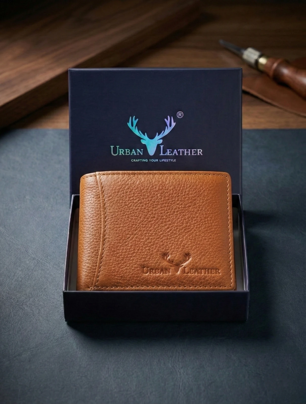 URBAN LEATHER Men Casual, Formal, Travel Tan Genuine Leather RFID  Wallet (10 Card Slots)