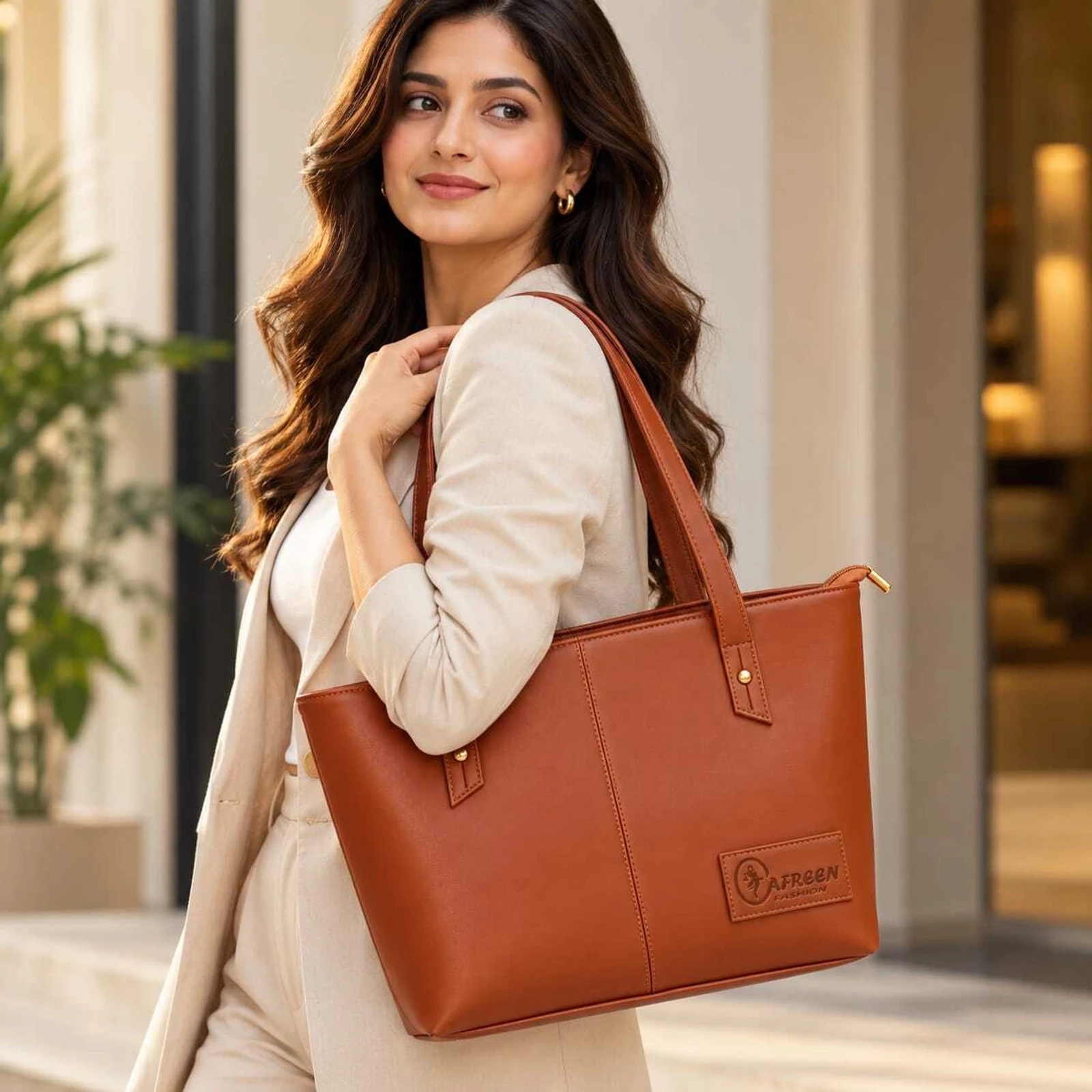 AFREEN FASHION Women Tan Tote