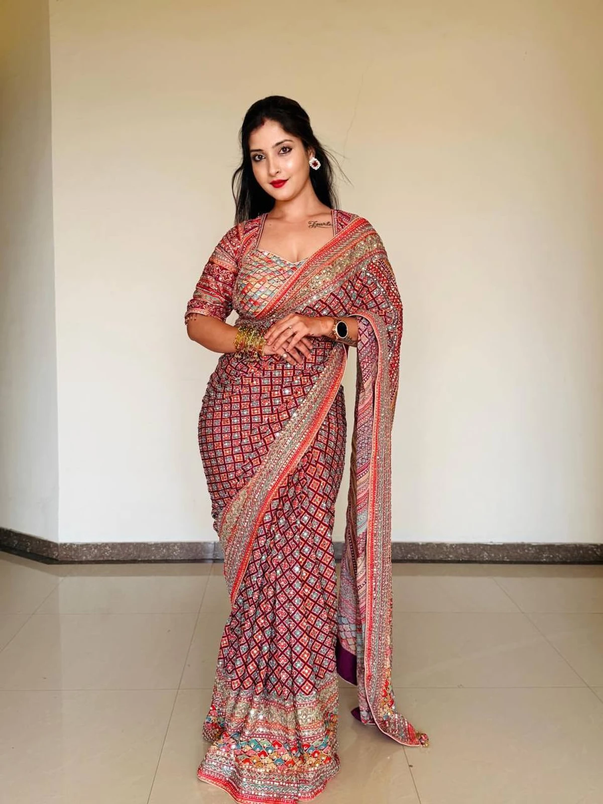 Spetila Printed Bollywood Georgette Saree (Multicolor)