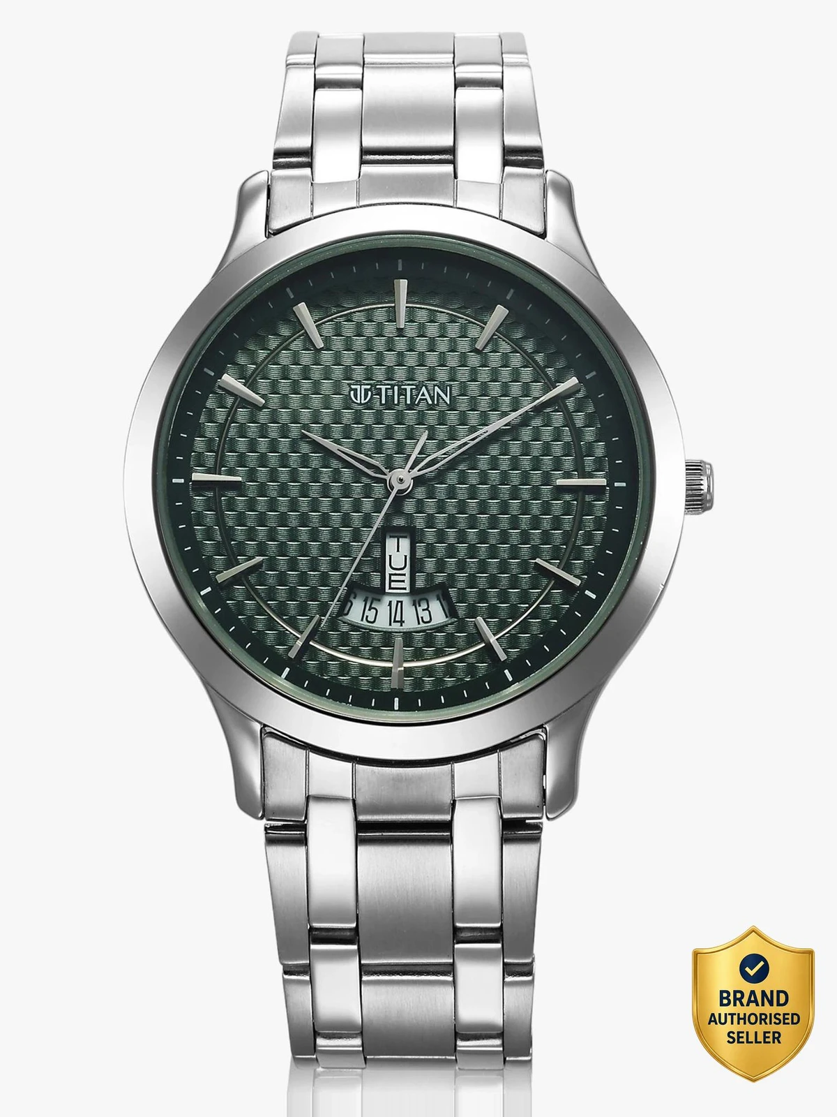 Titan Karishma Anthracite Green Dial Silver Stainless Steel Strap Analog Watch  - For Men NT1825SM11,NU1825SM11