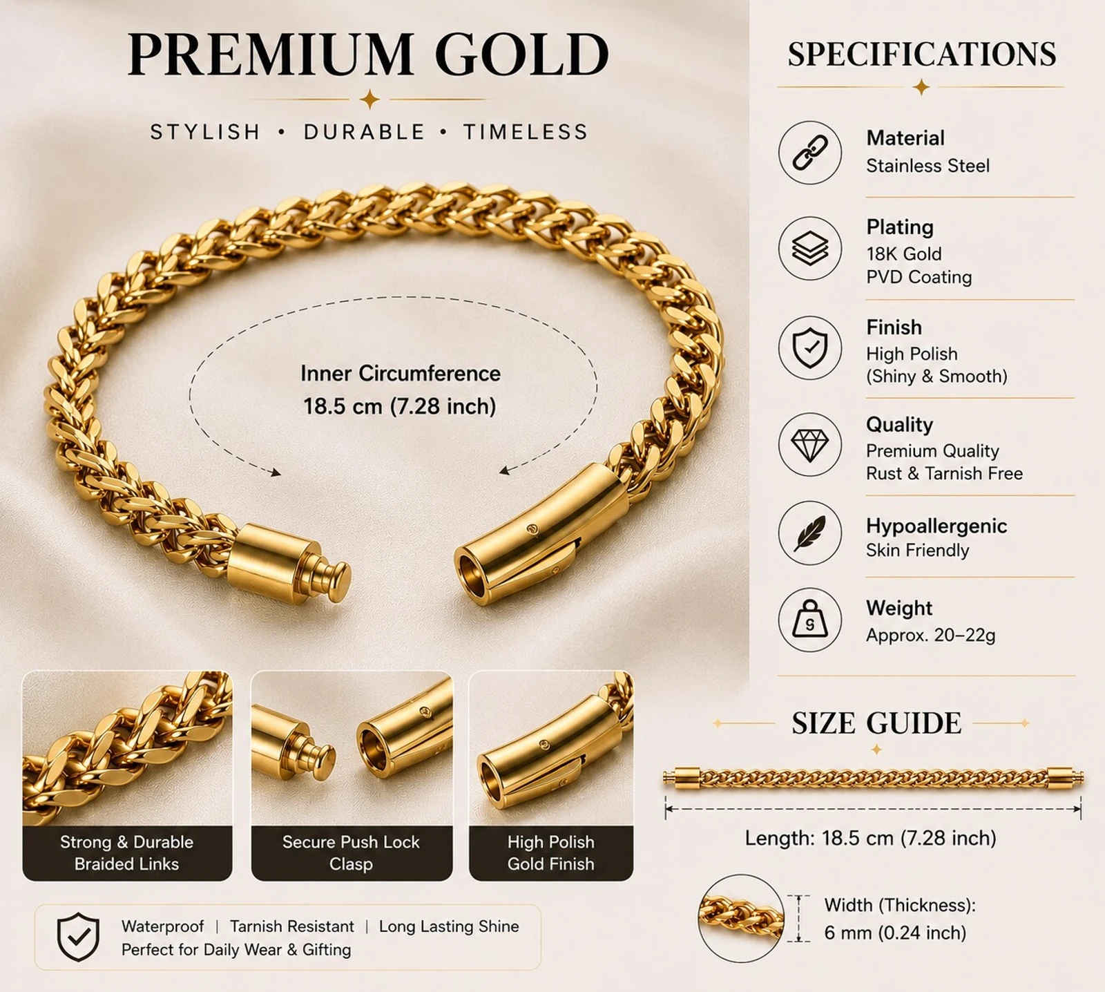 Tanishee- The Real Jewels Stainless Steel Gold-plated Bracelet