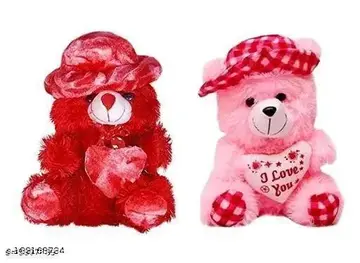 Combo of Very Cute and soft Red & Pink I love you teddy