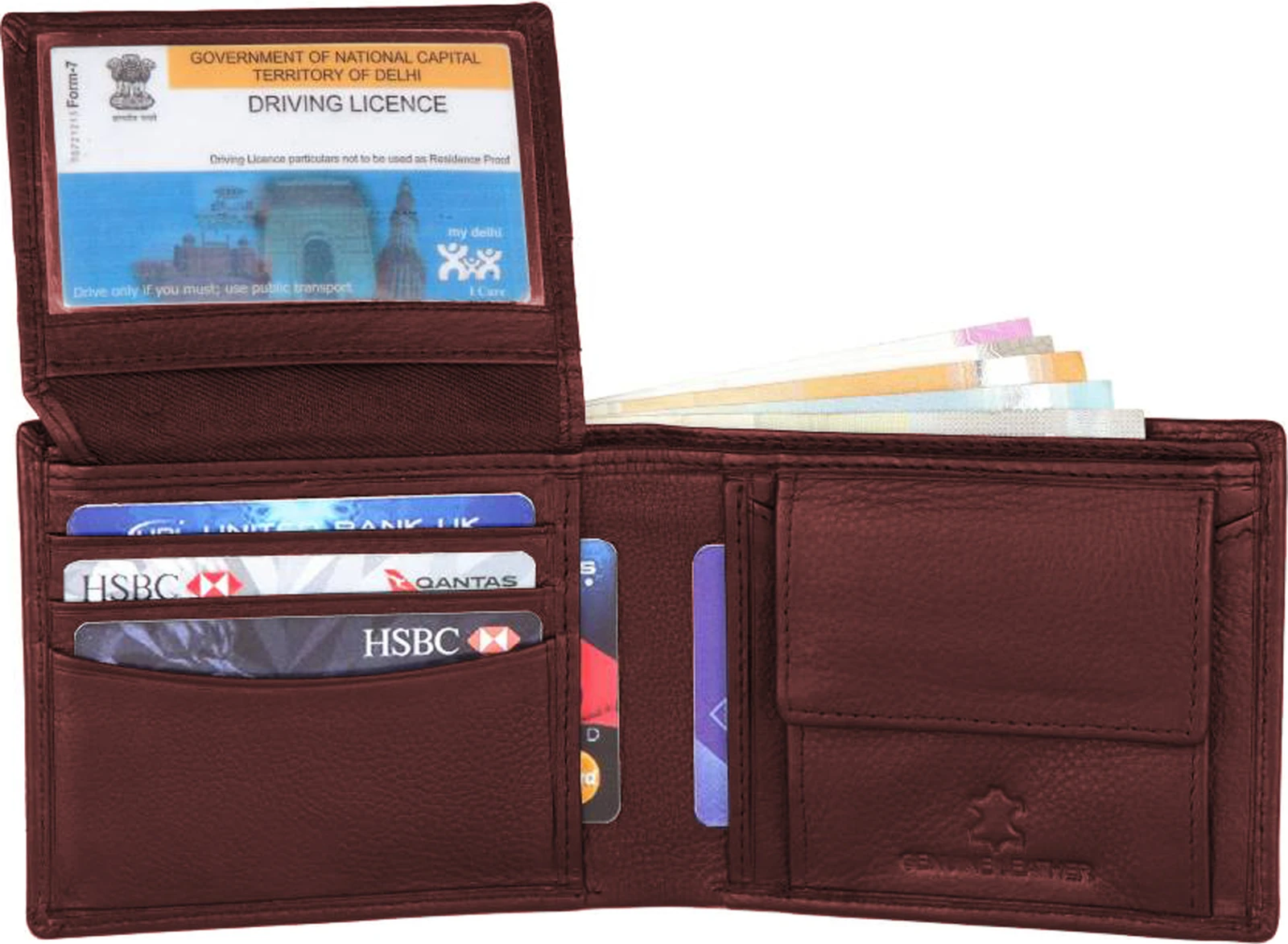 SKINBULL Men Casual, Formal Maroon Genuine Leather RFID  Wallet (8 Card Slots)