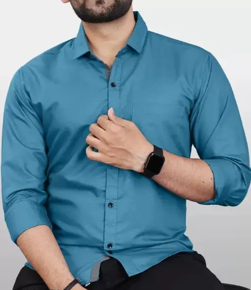 Men's Checked Regular Spread Collar Black Shirts