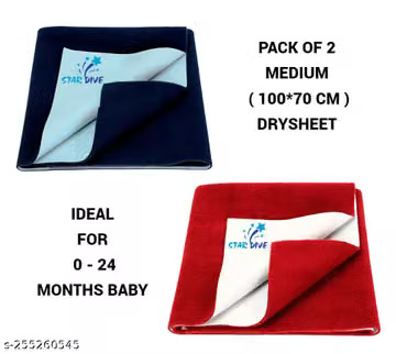 STARDIVE Baby Dry Sheet PERFECT FOR 0 TO 24 MONTHS BABY Combo of 2 / Waterproof & Washable Bed Sheet / Mattress Protection Sheet/ Crib Sheet Medium/ BED protector (70CM X 100CM)