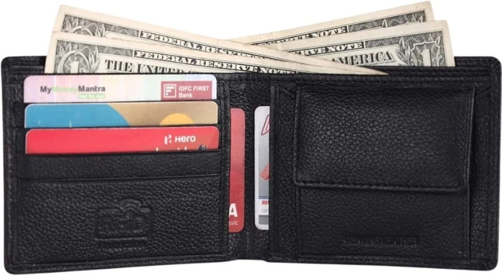 URBAN LEATHER Men Formal Black Genuine Leather RFID  Wallet (8 Card Slots)