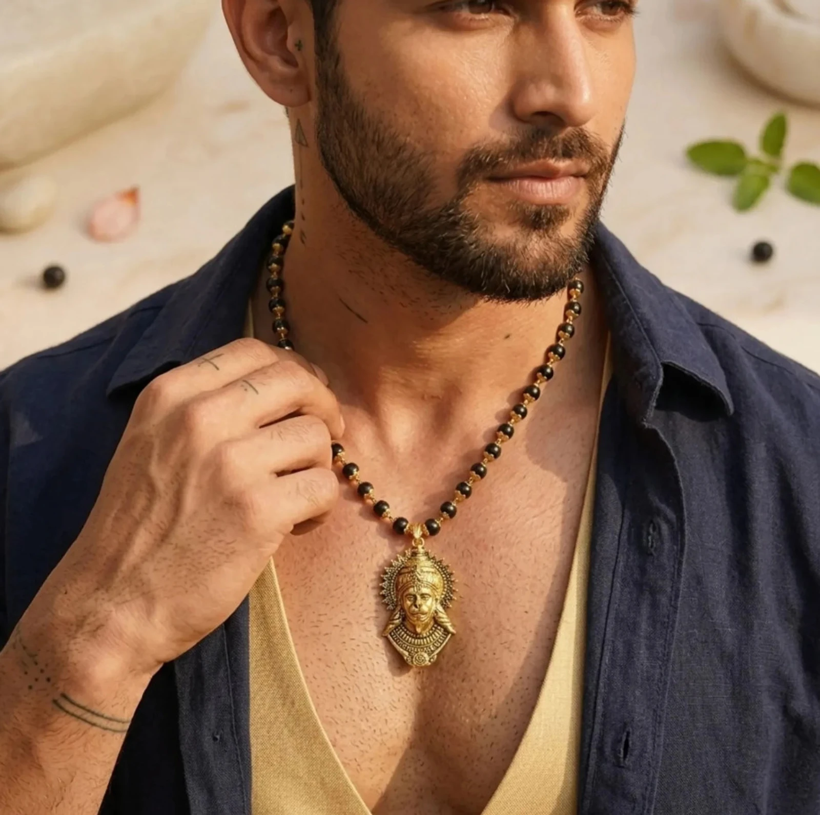 ASTRODADDY,Origianl Karungali Mala With Hanuman Ji Locket With Certification Alloy Pendant Set