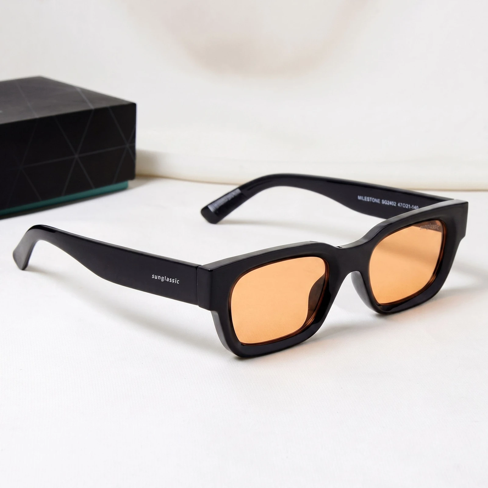 SUNGLASSIC UV Protection Wayfarer, Retro Square, Rectangular Sunglasses (Free Size) (For Men & Women, Orange
