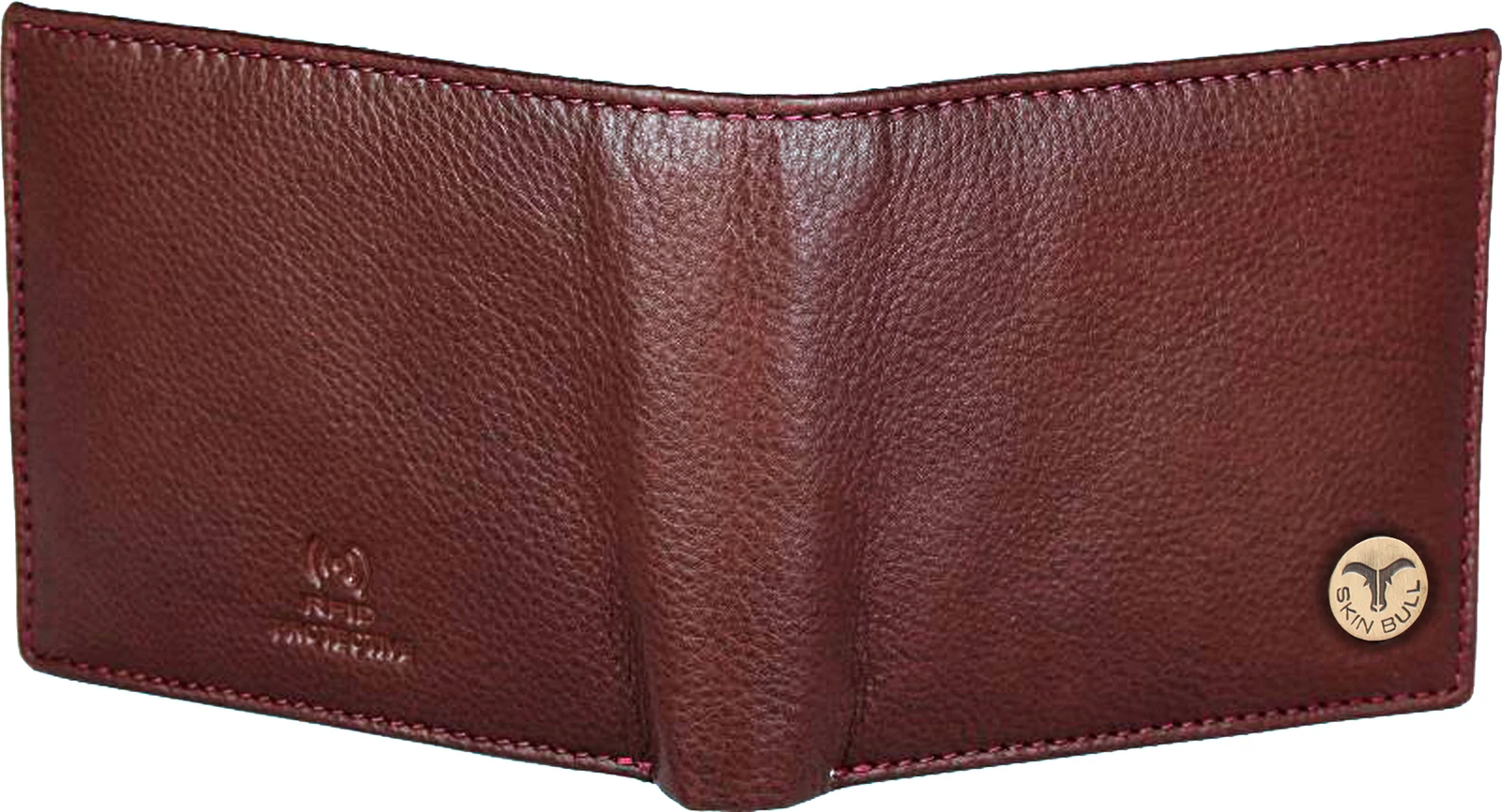 SKINBULL Men Casual, Formal Maroon Genuine Leather RFID  Wallet (6 Card Slots)
