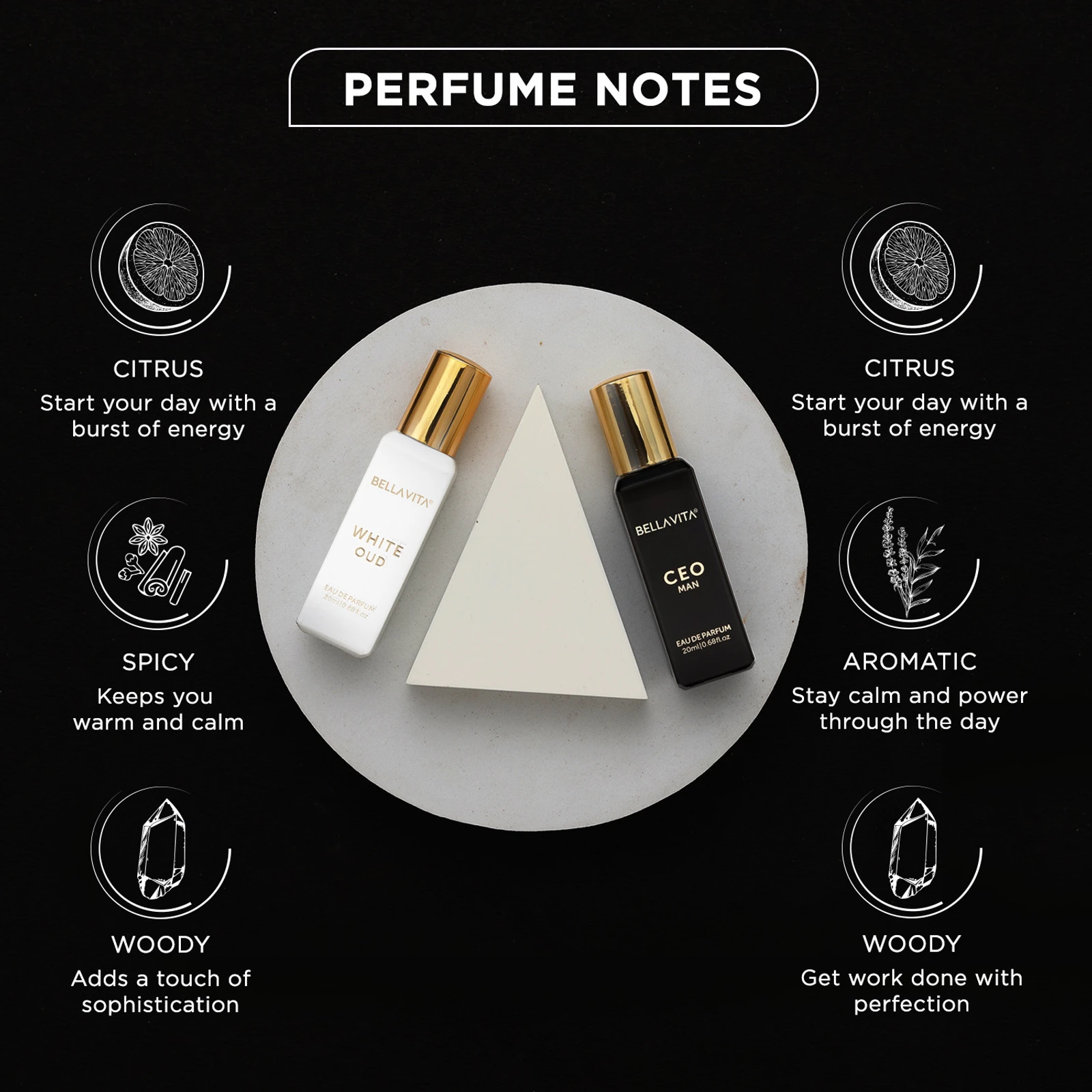 BELLAVITA CEO MAN perfume & WHITE OUD perfume combo| Citrus & Woody Notes |Long Lasting| Eau de Parfum  -  40 ml (For Men & Women, Imported