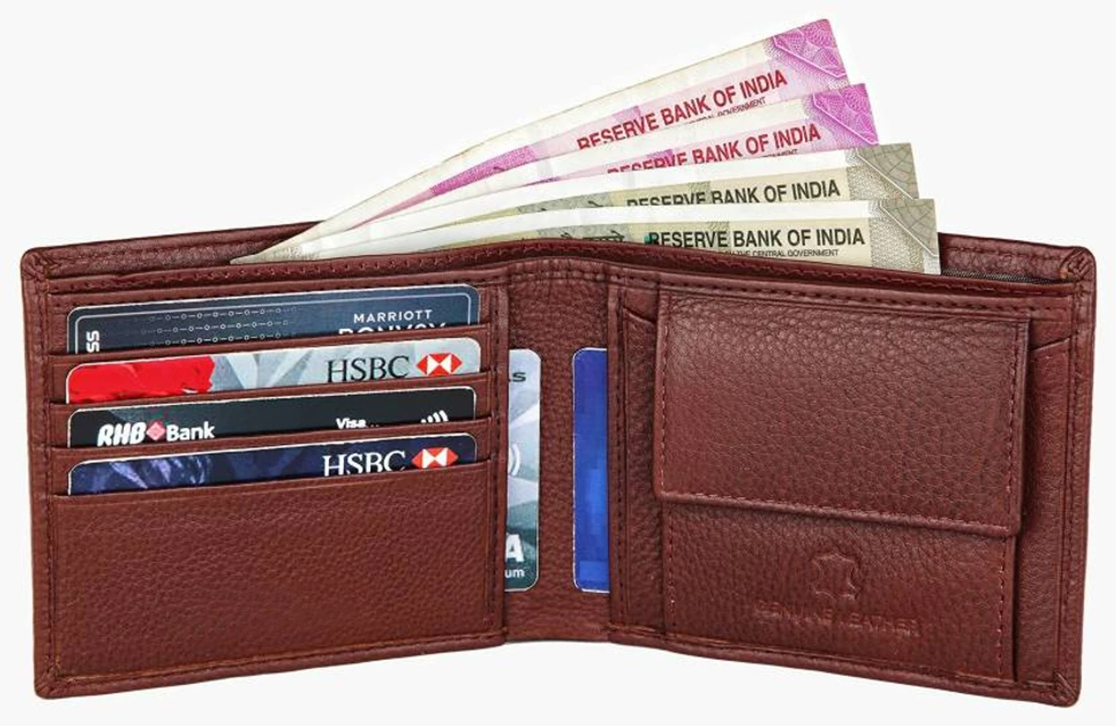 SKINBULL Men Casual, Formal Maroon Genuine Leather RFID  Wallet (6 Card Slots)
