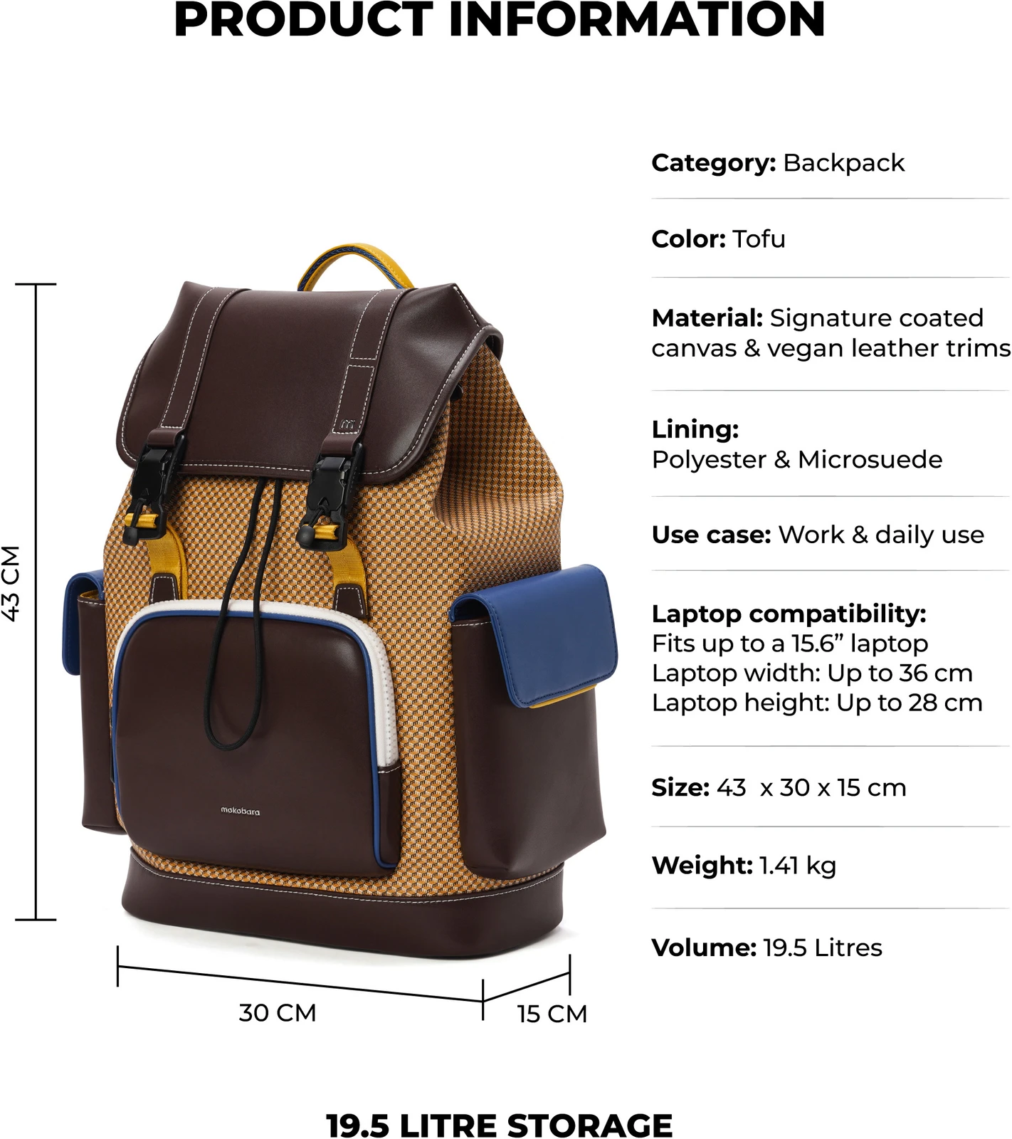 Mokobara 19.5 L Backpack The Teriyaki Backpack (Beige)