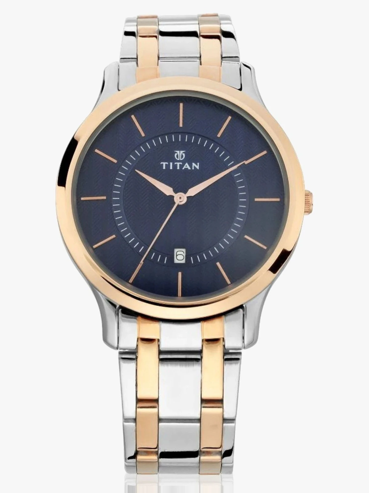 Titan Karishma Blue Dial Silver & Rose Gold Stainless Steel Strap Analog Watch  - For Men NT18242712YM02,NNC3029PP06W,18242712YM02,NU18242712YM02,NU1825KM01