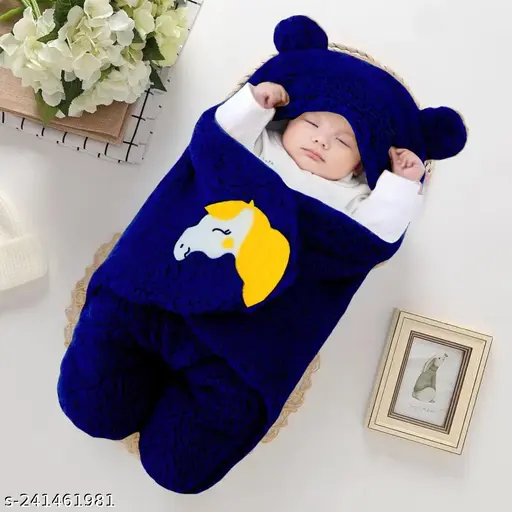 AARNAV Baby Blanket Wearable Swaddle Wrapper For Baby Boys And Baby Girls, Unicorn Navy Blue