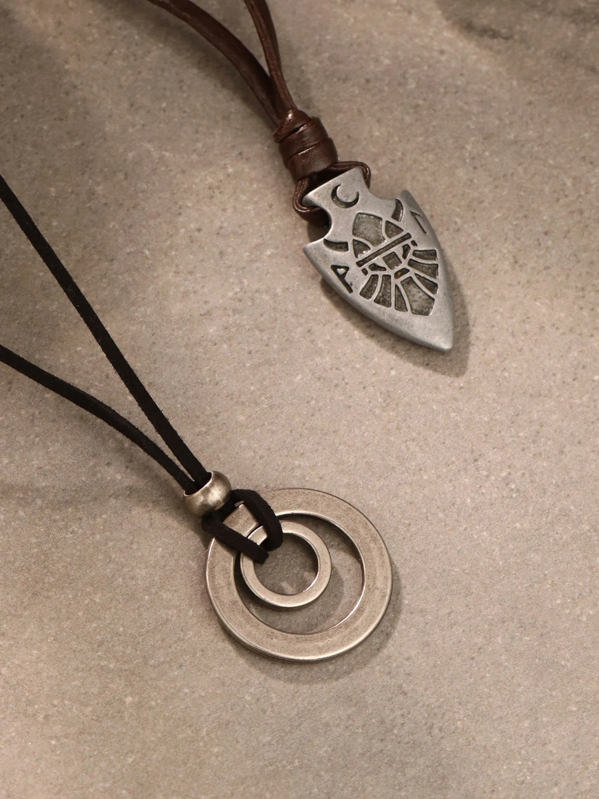 Qiroko Norse Code Collection | Combo Of Two Pendant Chains Leather Chain Set