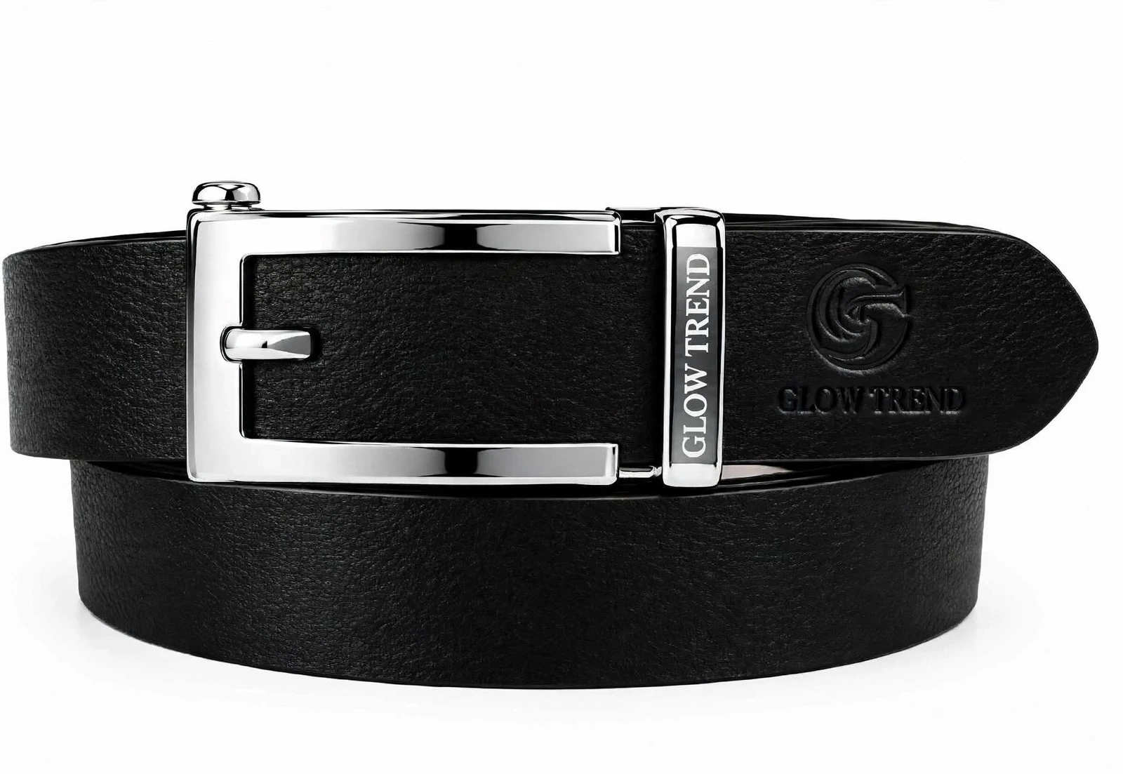 GLOW TREND ENTERPRISES Men Formal, Casual, Party, Evening Black, Silver Genuine Leather Belt