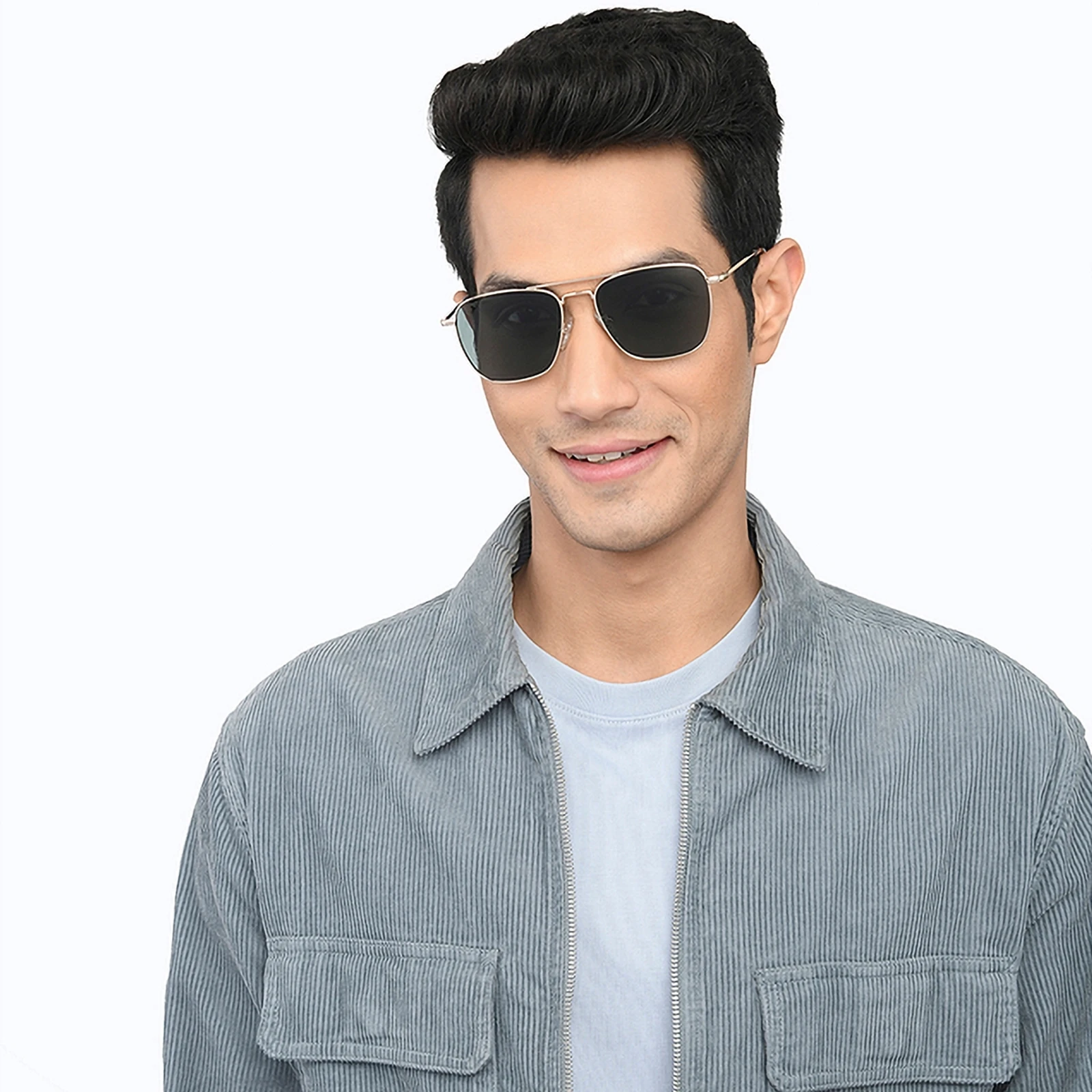 VINCENT CHASE by Lenskart Polarized, UV Protection Retro Square Sunglasses (57) (For Men & Women, Green)