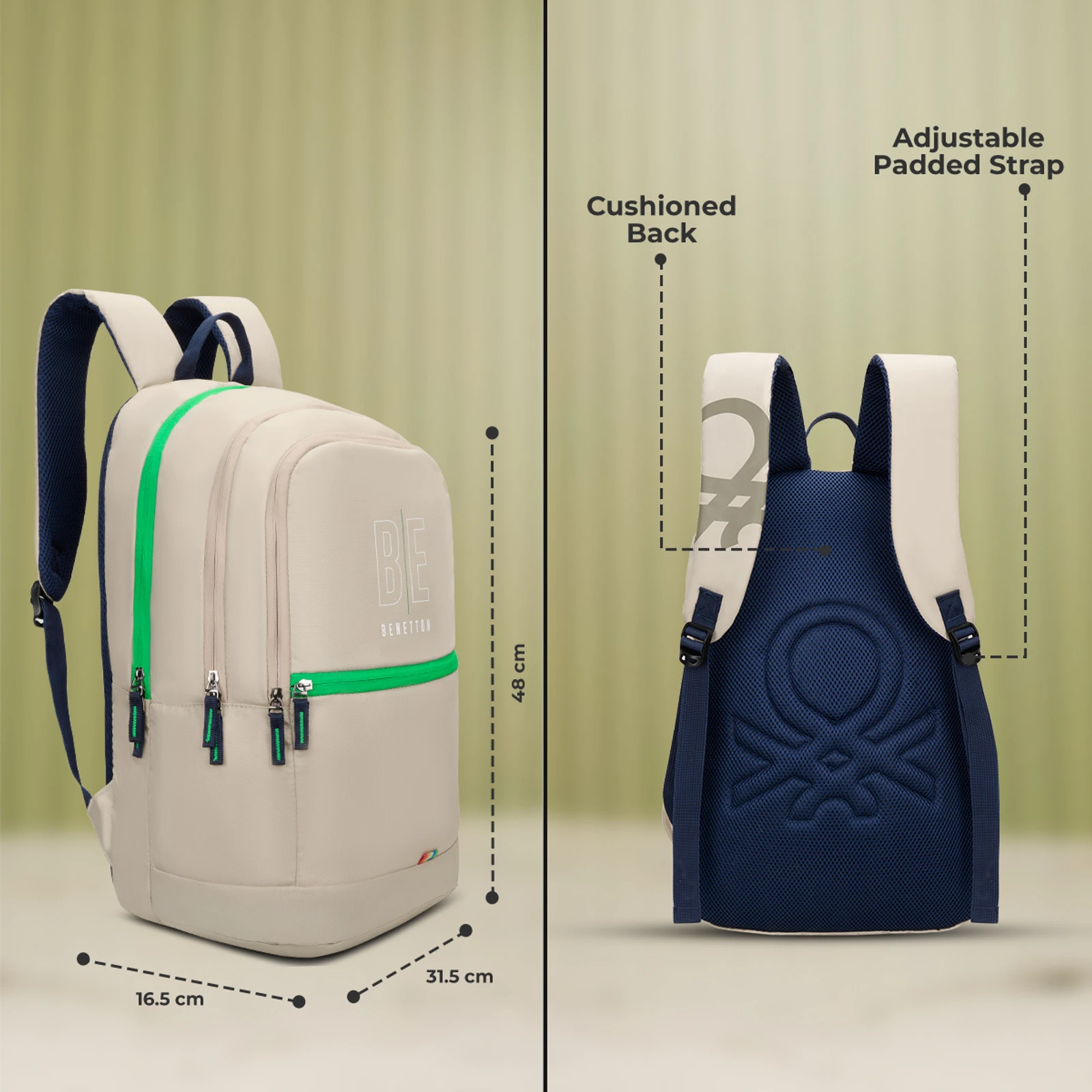 United Colors of Benetton Medium 25 L Backpack Ming (Beige)