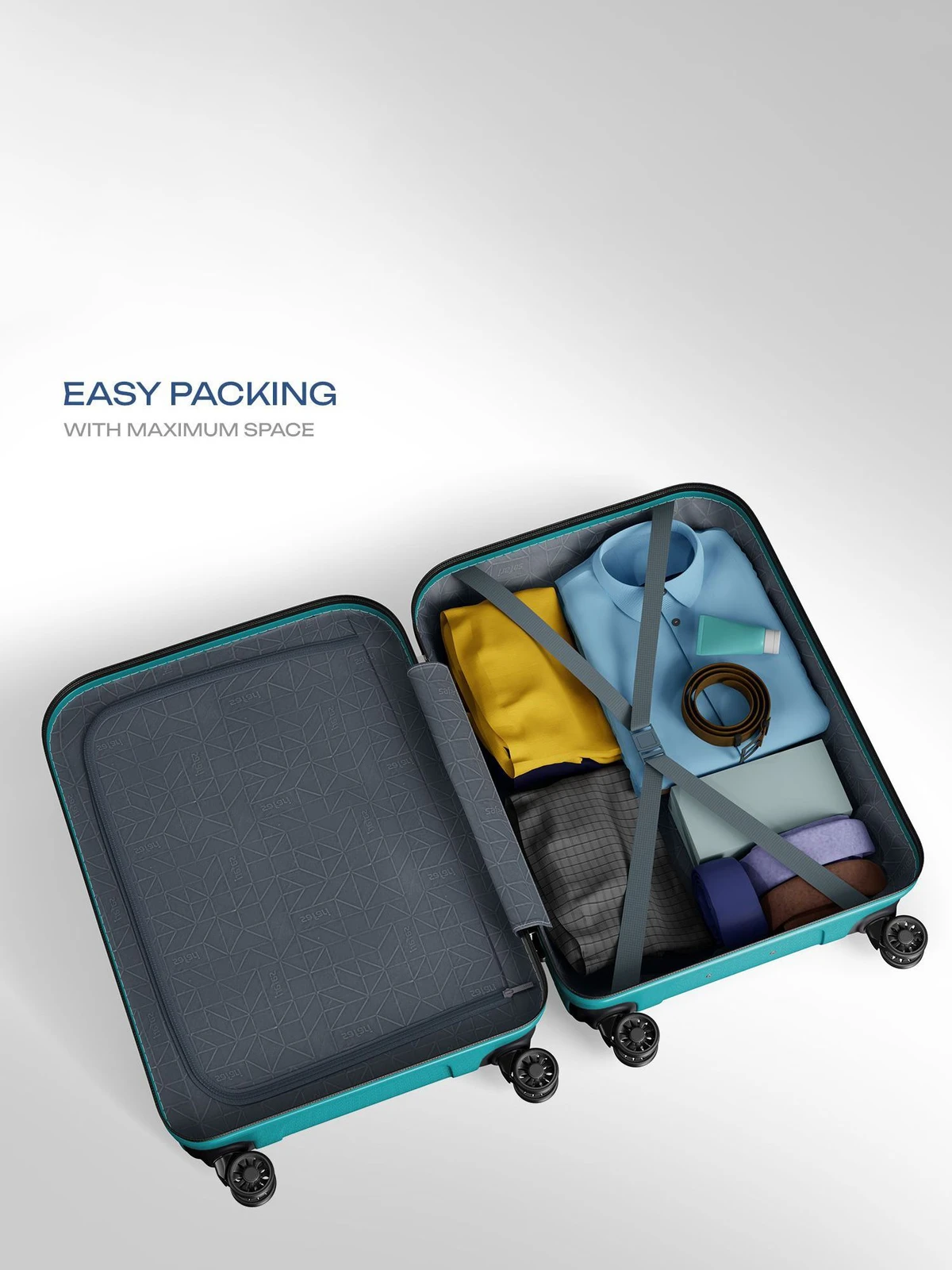 SAFARI Small Cabin Suitcase (55 cm) 8 Wheels - Eclipse Neo 55 - Teal, Silver