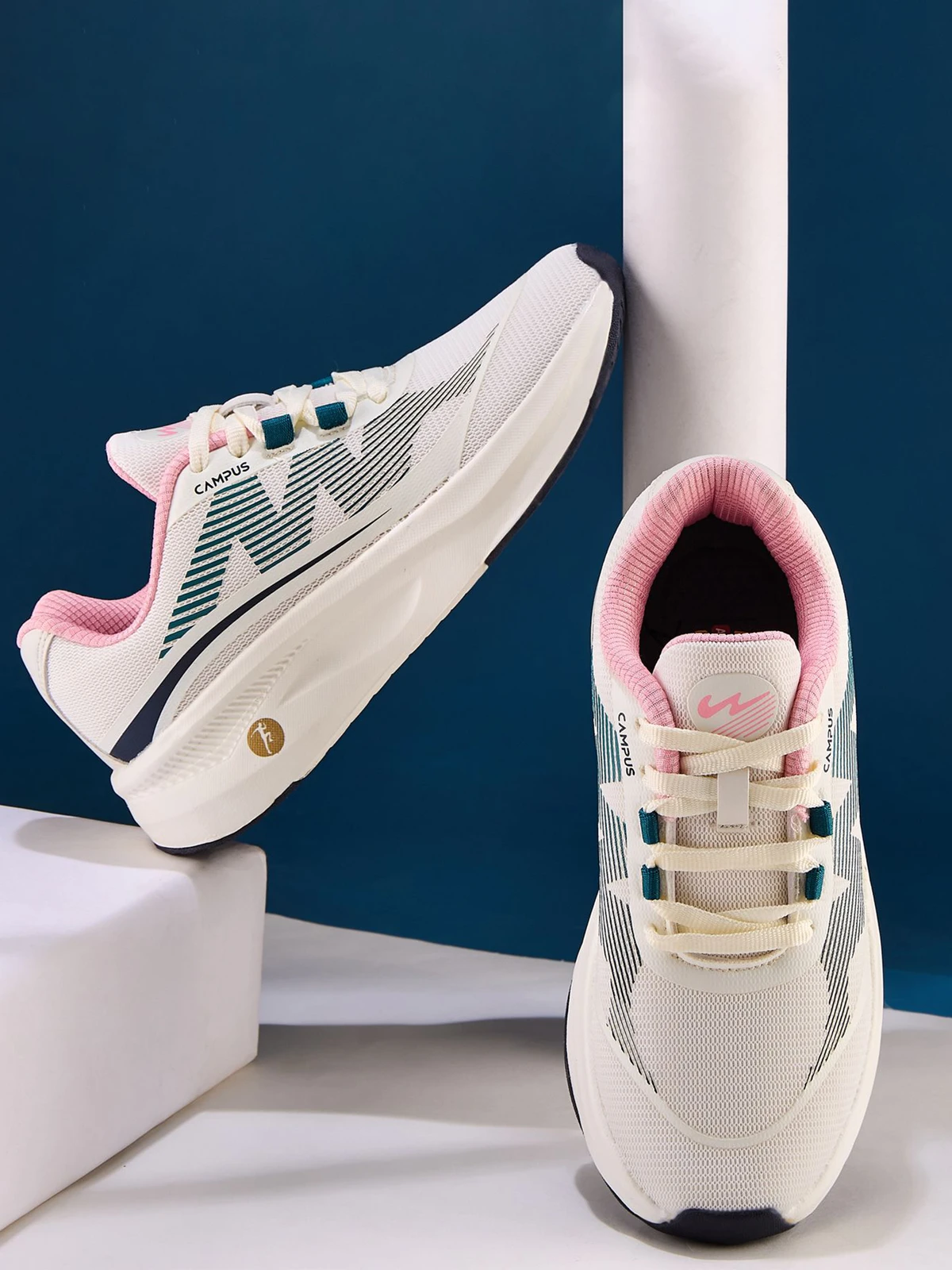 CAMPUS CIARA Women's Sports Shoes | Breathable Mesh Upper & Cushioned Insole | Lace-Up Running Shoes For Women (Off White , 4)