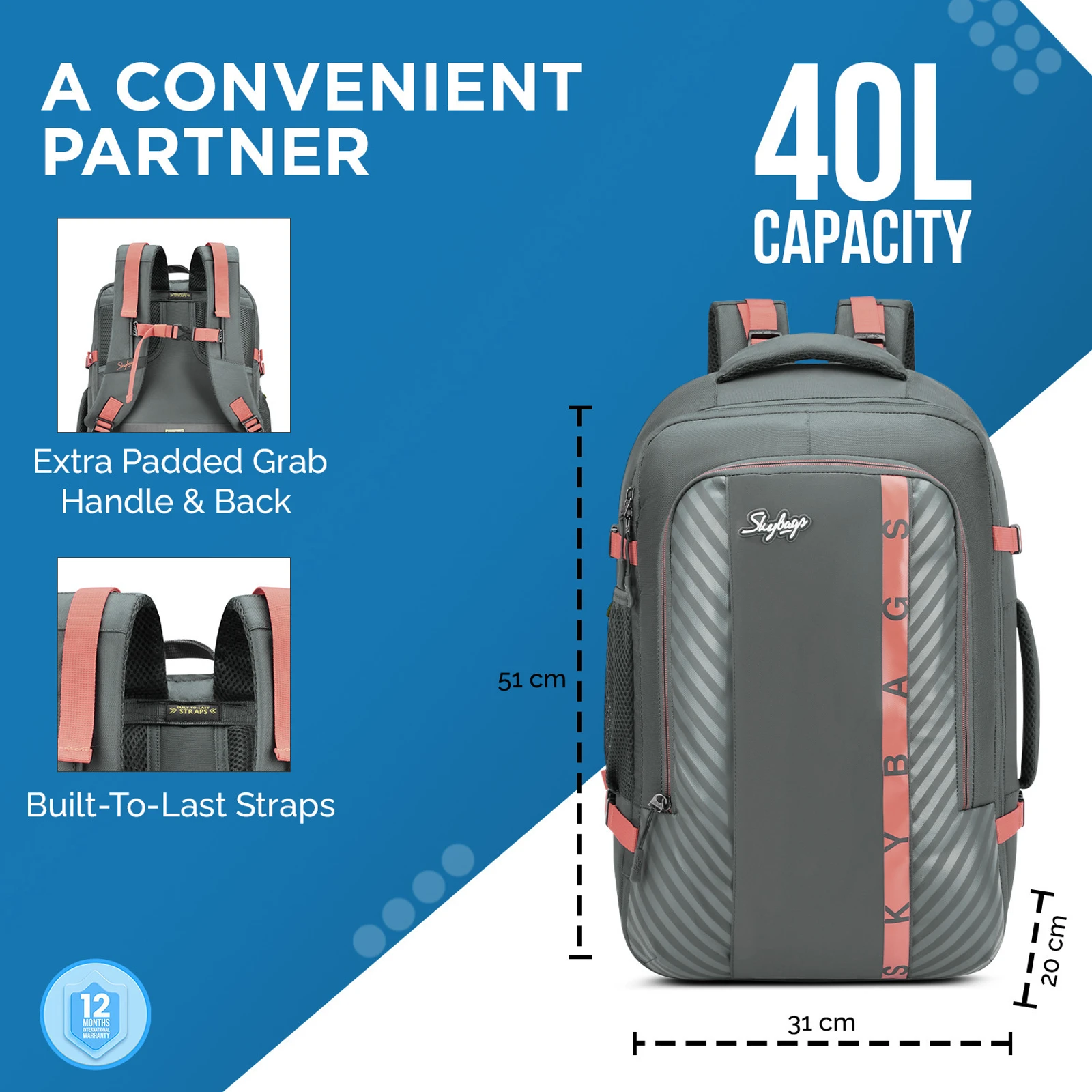 SKYBAGS 46.1 L Backpack The Transit 2.0 (Black)