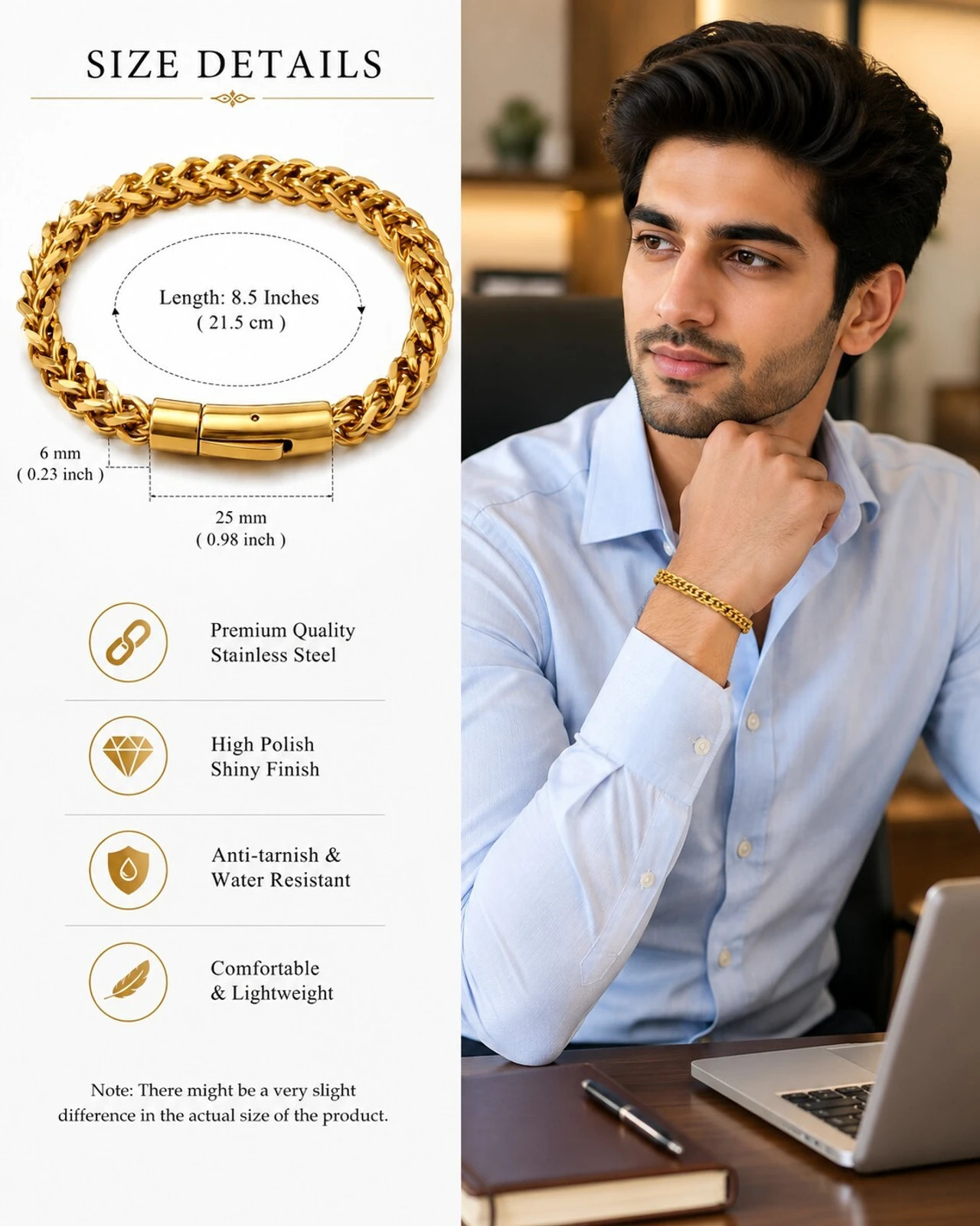 Tanishee- The Real Jewels Stainless Steel Gold-plated Bracelet
