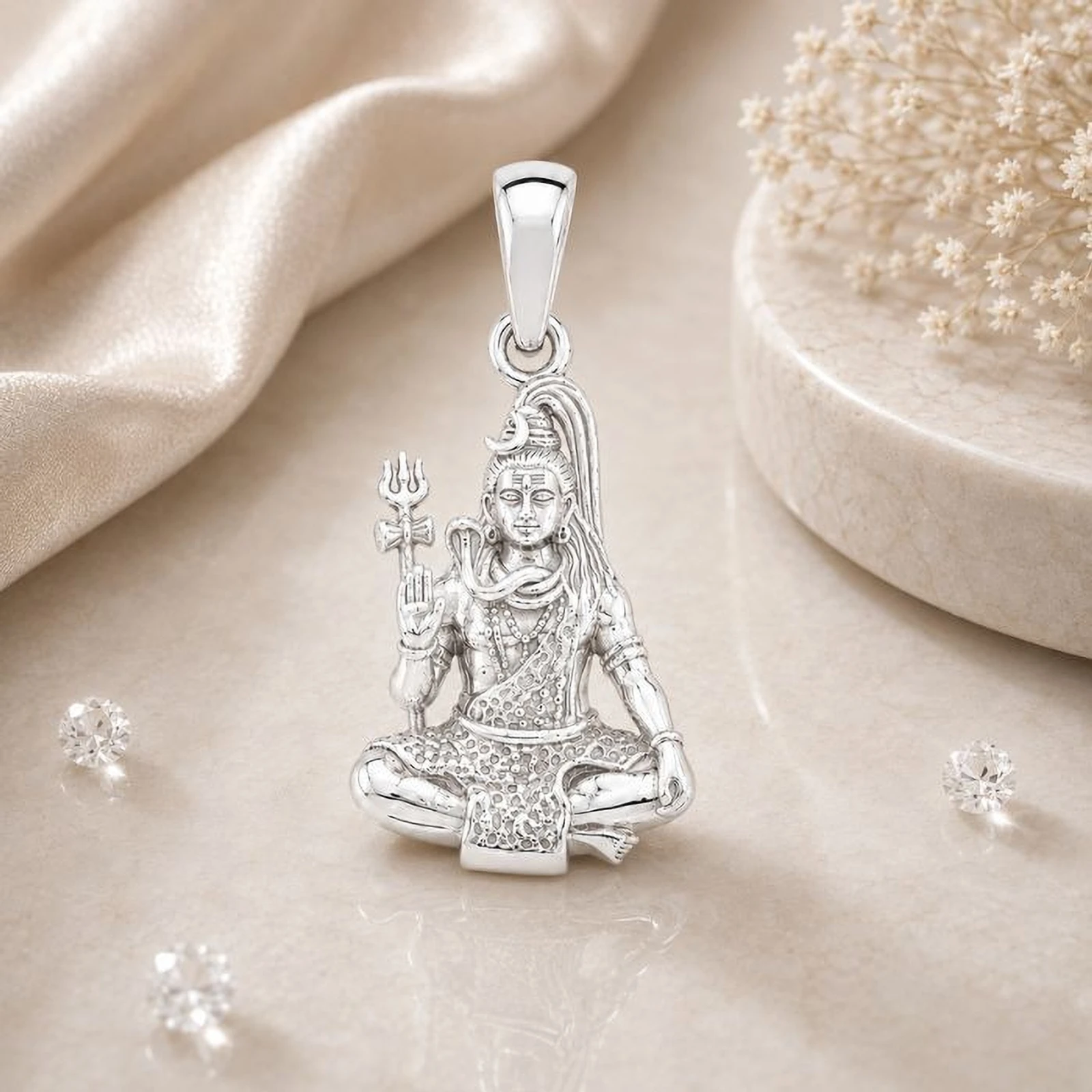 SRKJ 925 Sterling Silver Lord Shiva Pendant for Men & Women Sterling Silver Pendant