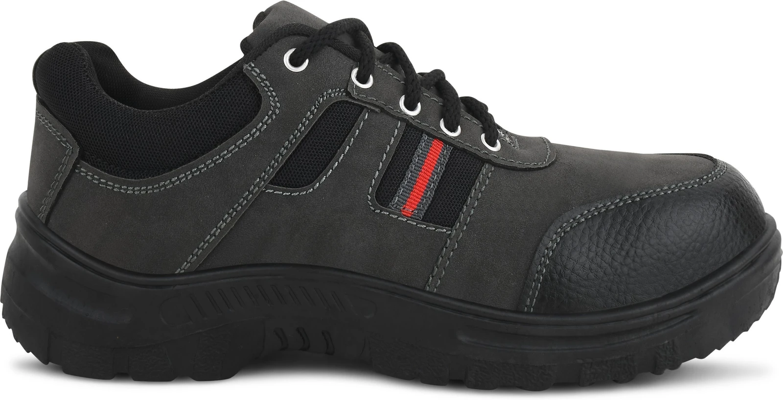 FOOT TRENDS Safety Shoes with PVC Sole and Steel Toes for Factory and Construction Use Boots For Men (Grey , 8)