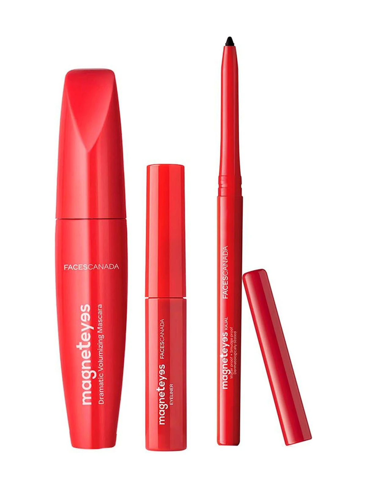 FACES CANADA Magneteyes Range Trio Pack (Kajal + Eyeliner + Mascara) (Black, 13.35 g)