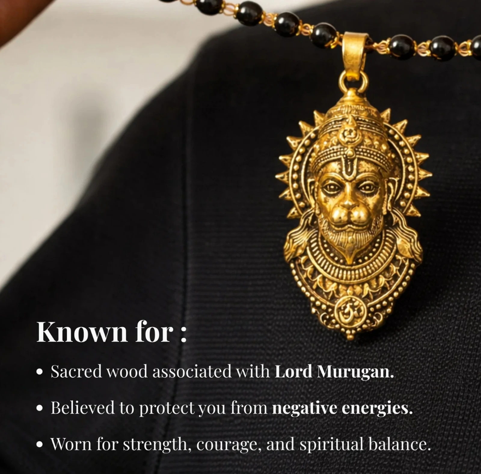 ASTRODADDY,Origianl Karungali Mala With Hanuman Ji Locket With Certification Alloy Pendant Set