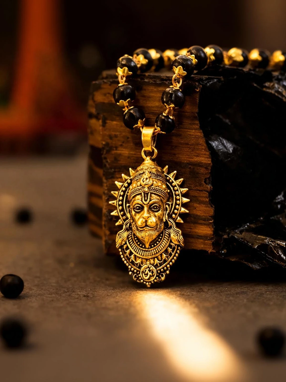 ASTRODADDY,Origianl Karungali Mala With Hanuman Ji Locket With Certification Alloy Pendant Set
