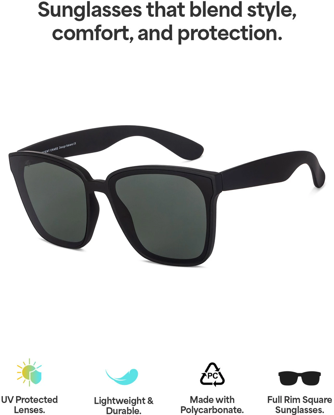 VINCENT CHASE by Lenskart Polarized, UV Protection Wayfarer Sunglasses (62) (For Men & Women, Green)