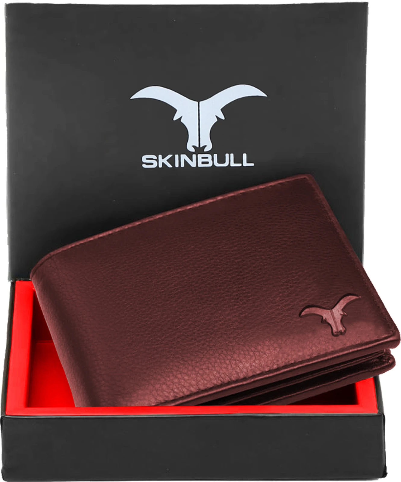 SKINBULL Men Casual, Formal Maroon Genuine Leather RFID  Wallet (8 Card Slots)