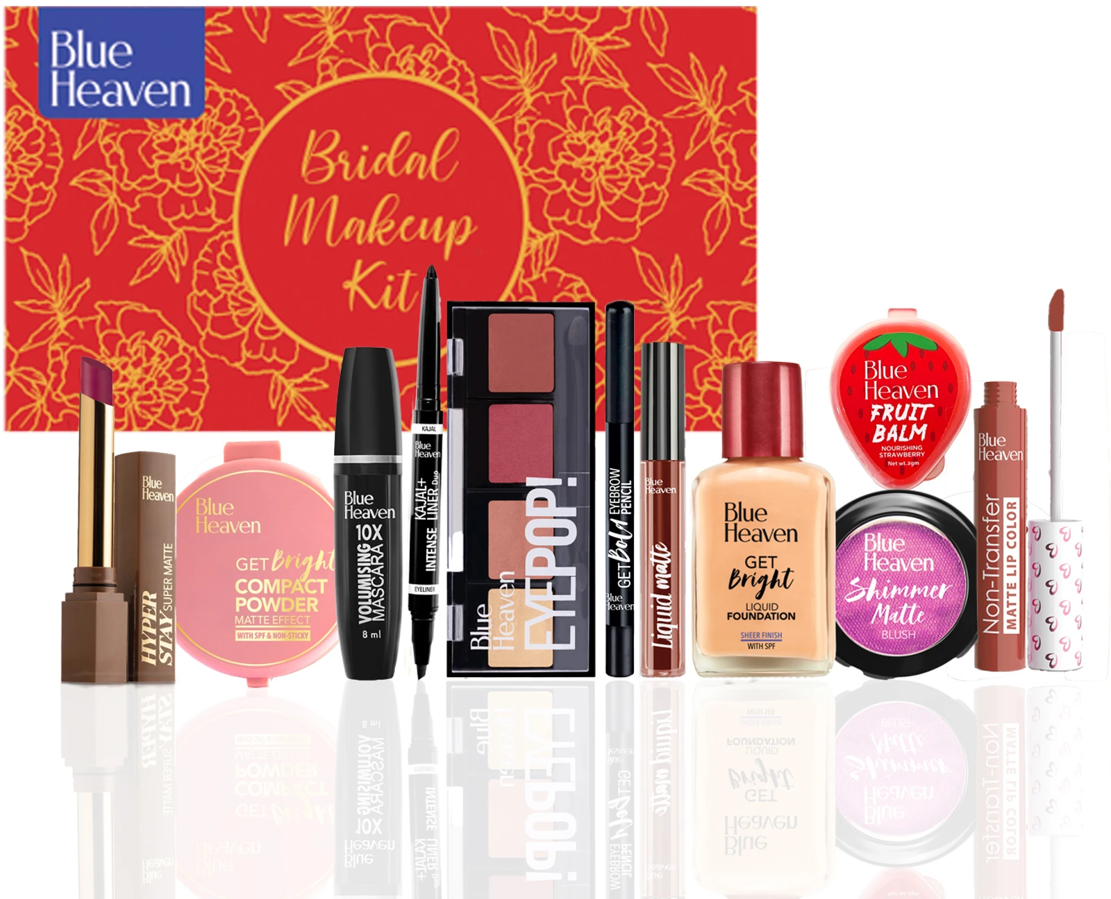 BLUE HEAVEN Bridal Makeup kit for women 38.4g + 49.35 ml (Pack of 11)