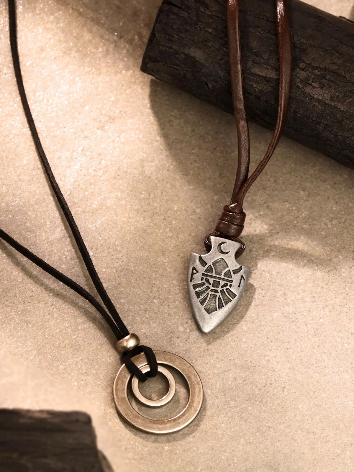 Qiroko Norse Code Collection | Combo Of Two Pendant Chains Leather Chain Set