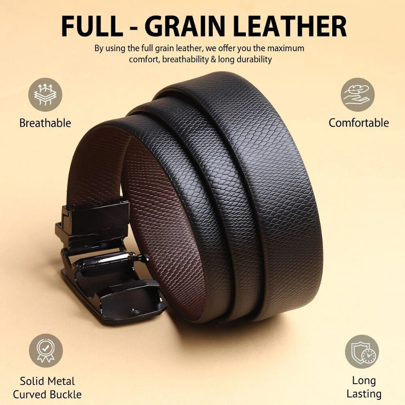 Hayes London Men Casual, Formal Black, Brown Genuine Leather Reversible Belt