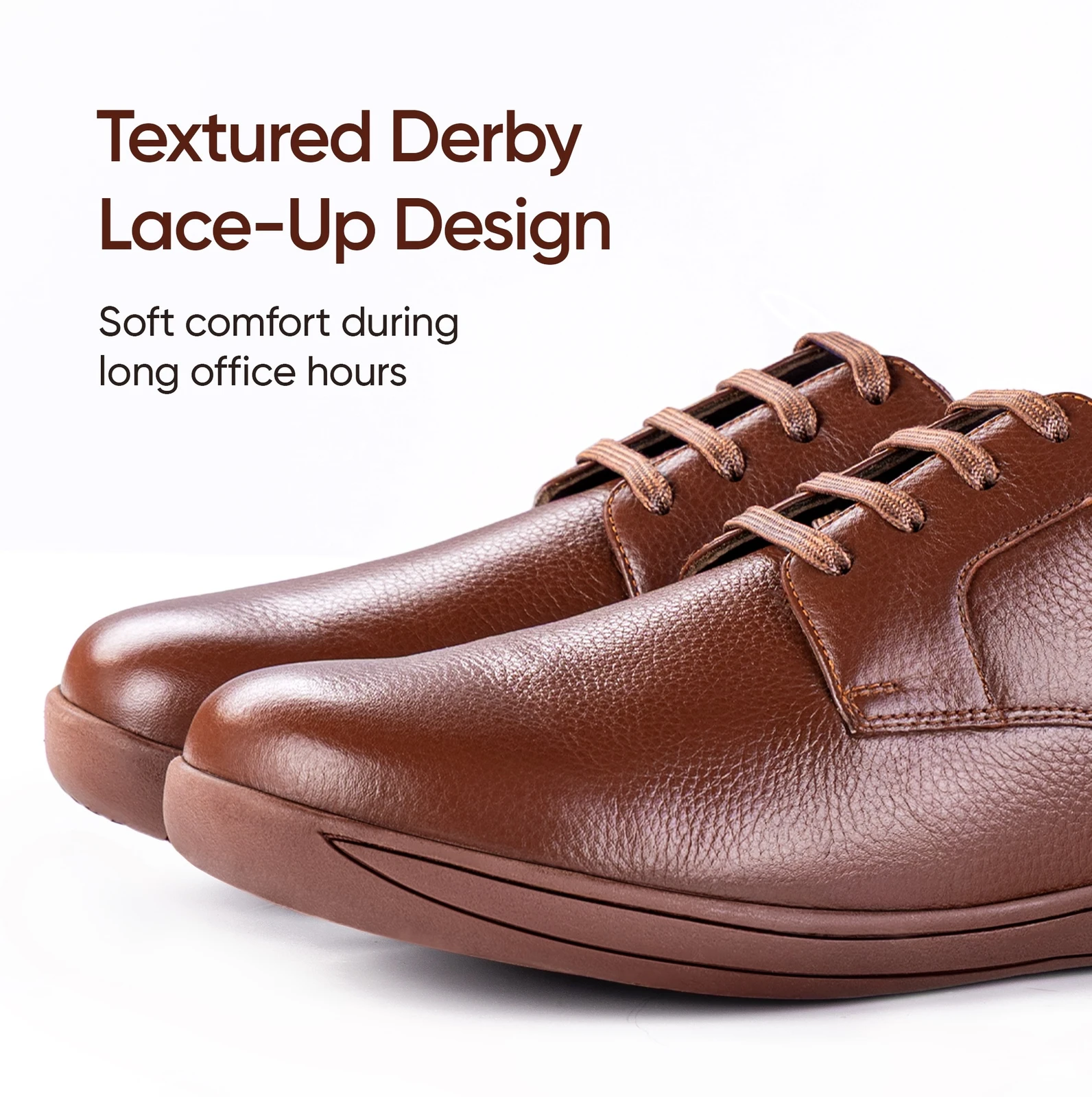 Frido Comfort Formal Arch Shoes, Sophisticated Leather Derby Shoes with Wide Toe Box Lace Up For Men (Brown , 7)