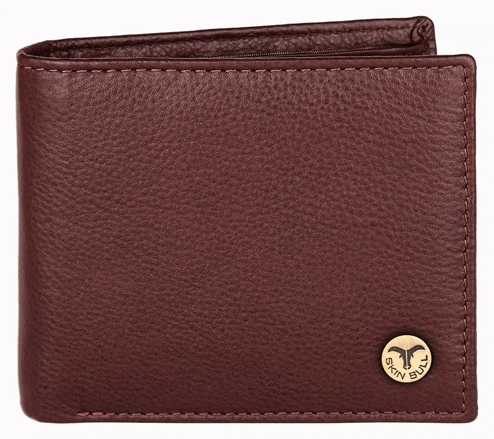 SKINBULL Men Casual, Formal Maroon Genuine Leather RFID  Wallet (6 Card Slots)