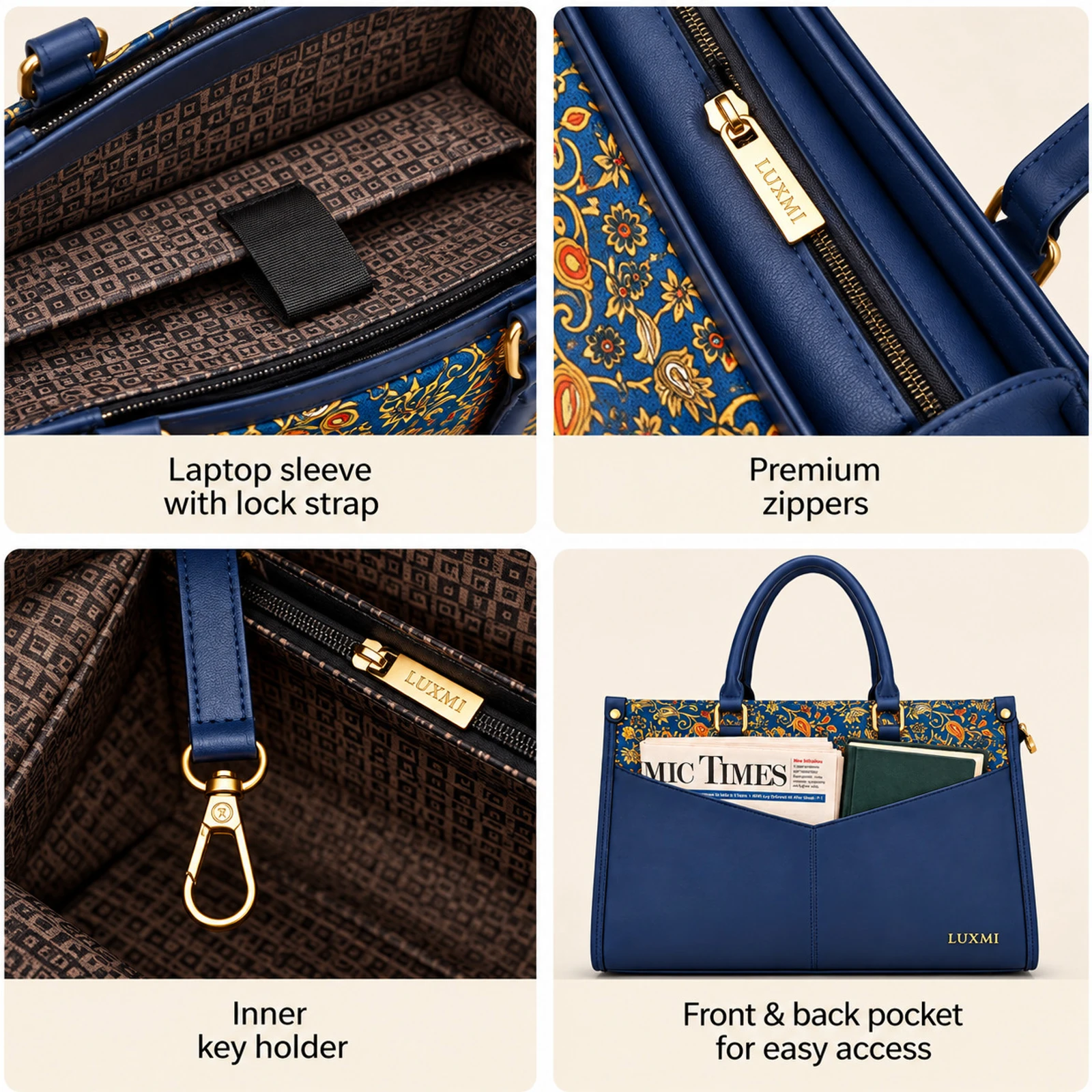 LUXMI Women Blue Tote