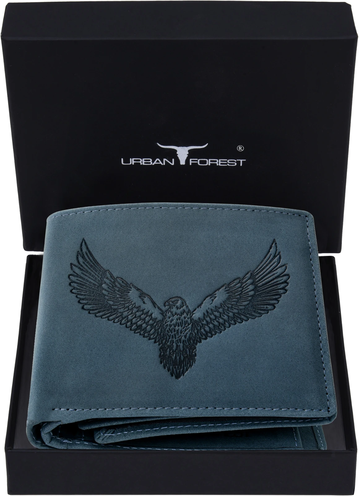 URBAN FOREST Men Blue Genuine Leather RFID  Wallet - Regular Size (6 Card Slots)