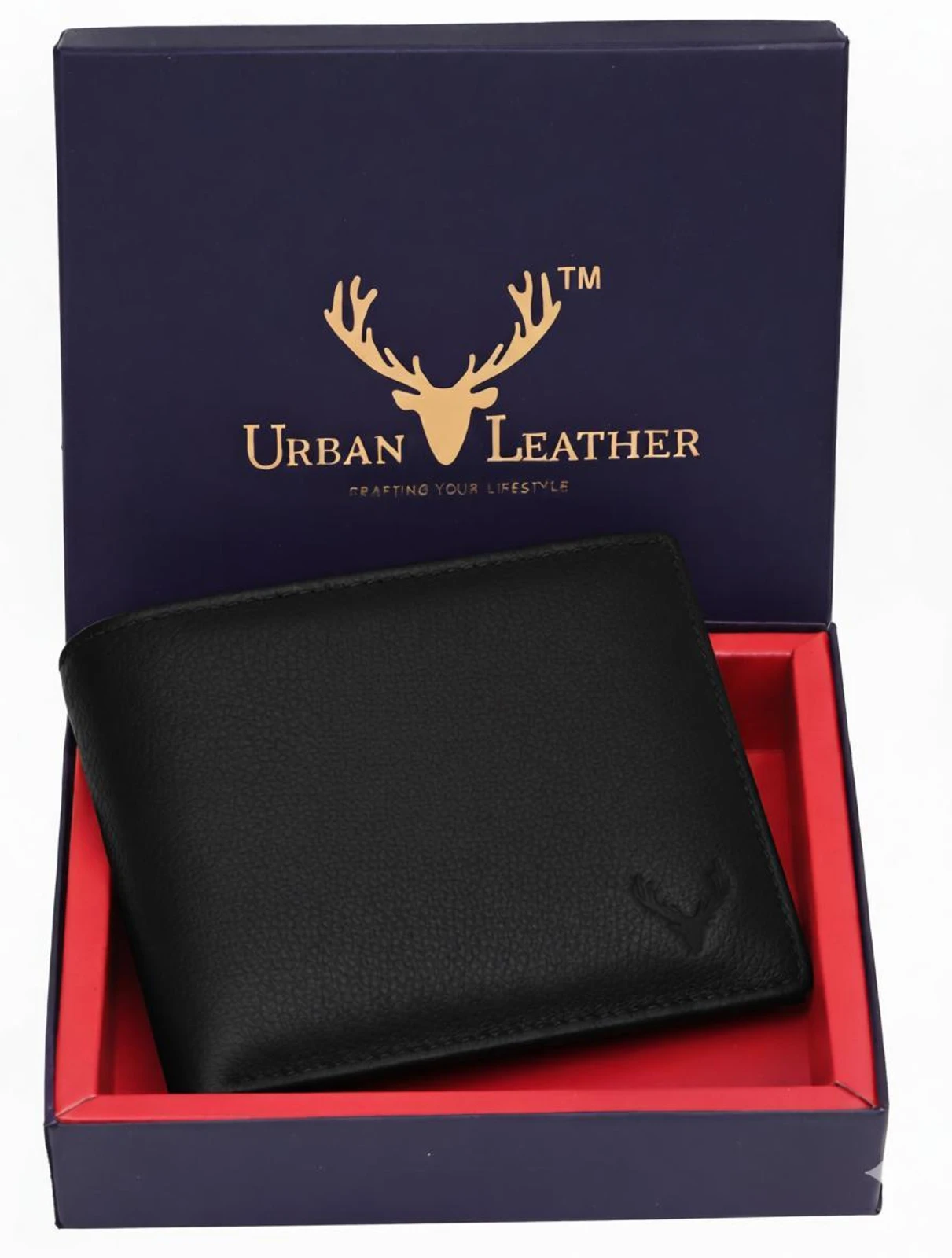 URBAN LEATHER Men Formal Black Genuine Leather RFID  Wallet (8 Card Slots)