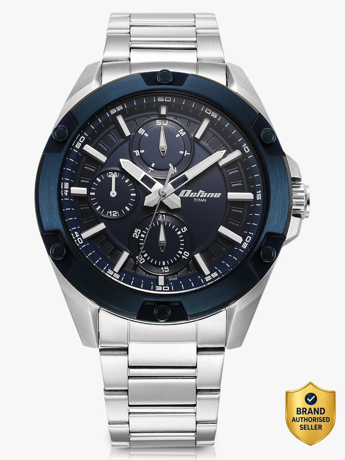 Titan Octane Multifunction Blue Dial Silver Stainless Steel Strap Analog Watch  - For Men NT90143KM02,SP80017QL01,90143KM02,NU90143KM02