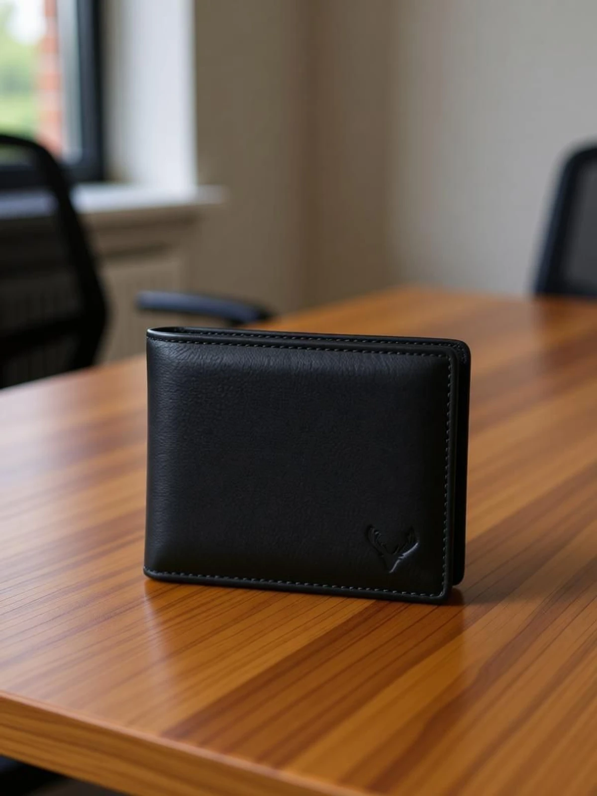 URBAN LEATHER Men Formal Black Genuine Leather RFID  Wallet (8 Card Slots)