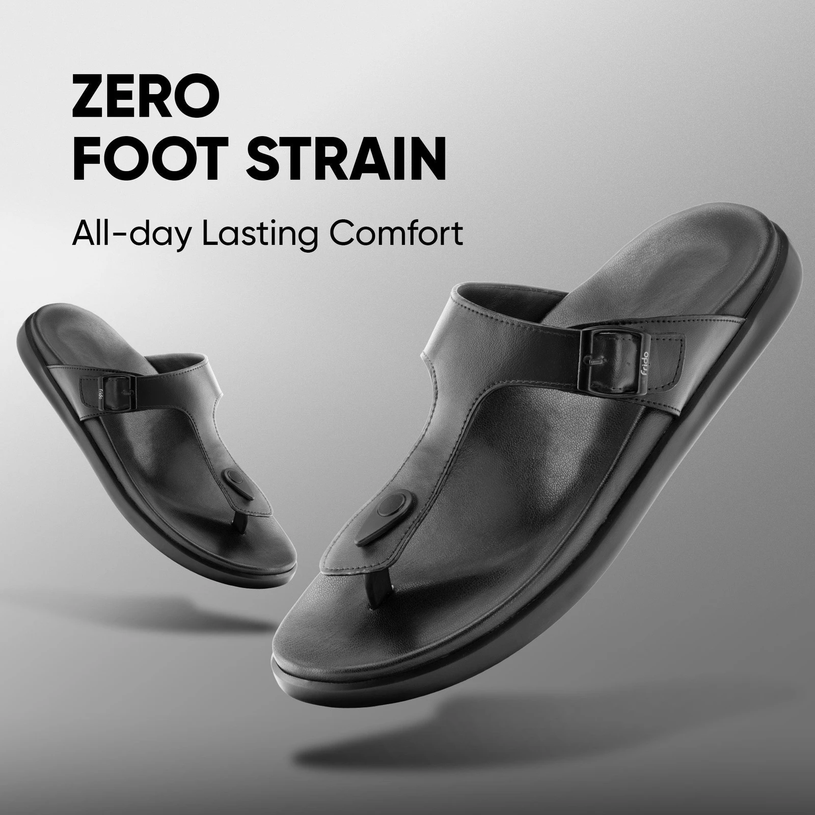 Frido Men Cloud Comfort Diabetic Ortho Arch Support for Pain Relief Anti-Skid Sole Cushion Sandal (Black , 7 UK)